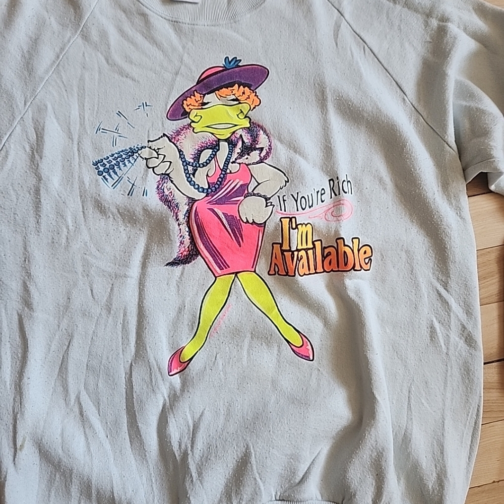 White Graphic Sweatshirt with Cartoon Print - Picture 3 of 13